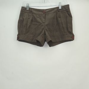 Brown Plaid Pleated Short  Shorts S